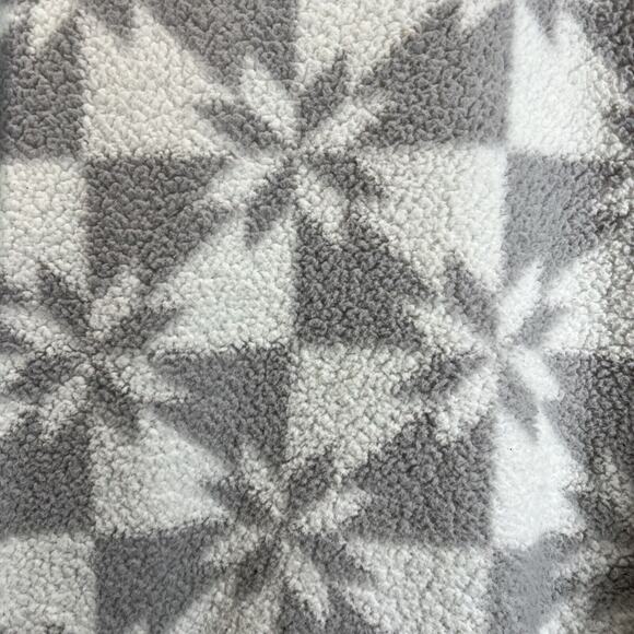 Lands’ End Women LARGE White Gray Sherpa Fleece Pullover Sweater Sweatshirt - Picture 10 of 11